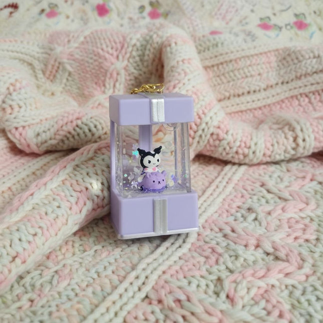 Kawaii Gift Box Glitter Light  Keychain