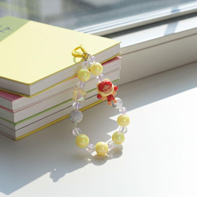 Yellow Beaded Phone Charm | Cute Kawaii Strap Accessory