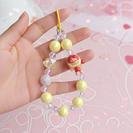 Yellow Beaded Phone Charm | Cute Kawaii Strap Accessory