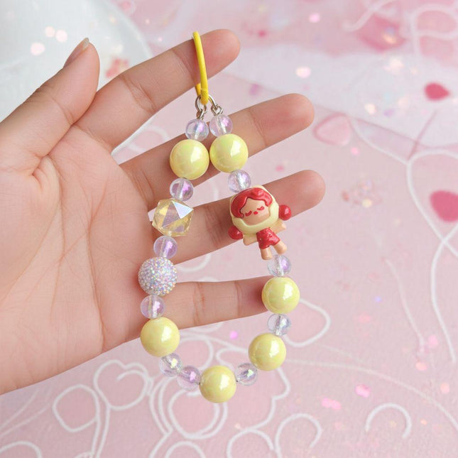 Yellow Beaded Phone Charm | Cute Kawaii Strap Accessory