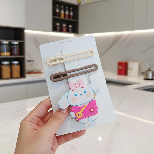 Cinnamoroll-Inspired Kawaii Hair Clip Set | Pastel Neutral Hairpins