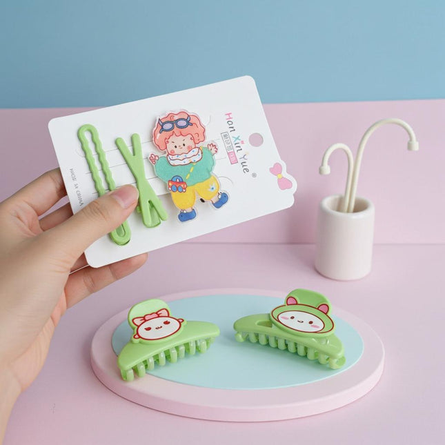 Green Hair Clip Set | Cute Cartoon Kawaii Hair Accessories