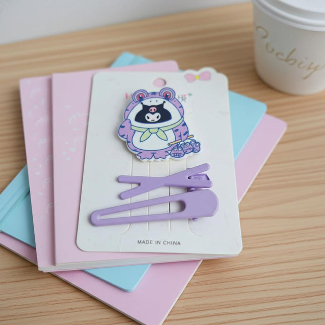 Purple Cartoon Hair Clip Set | Cute Kawaii Hair Accessories
