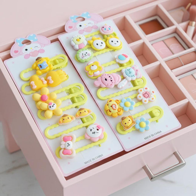 Cute Cartoon Animal & Flower Hair Clips for Girls – Colorful Kawaii Hair Accessories Set