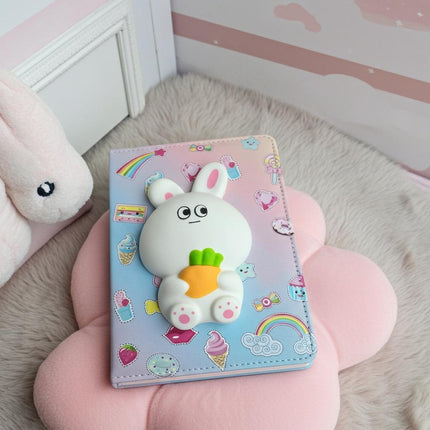 Kawaii Bunny Squishy Notebook – Cute Journal with 3D Rabbit Cover