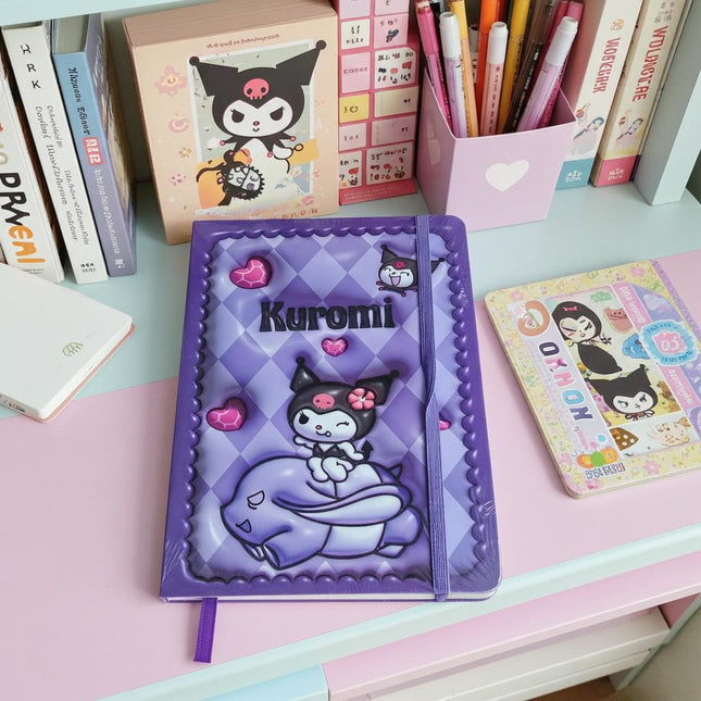 Kuromi Notebook – Cute Sanrio Purple Journal with 3D Embossed Cover