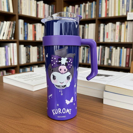 Kuromi Tumbler with Handle – Sanrio Travel Mug with Lid (Purple)