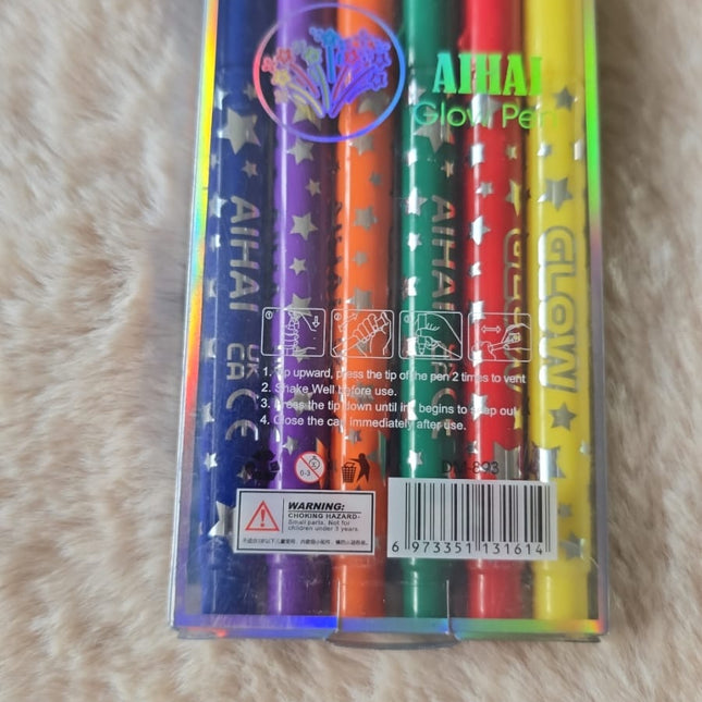 Glow Pen Set – 6 Vibrant Colors | Neon Marker Pens for Art, Crafts & School Projects