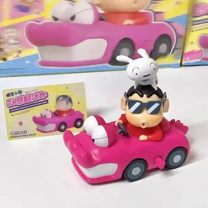Crayon Shinchan  Figure in Pink Crocodile Car Toy – Working Pull-Back Vehicle
