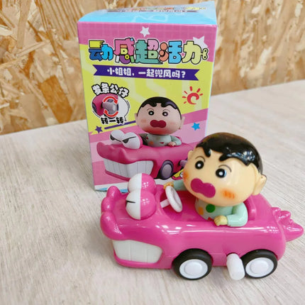 Crayon Shinchan  Figure in Pink Crocodile Car Toy – Working Pull-Back Vehicle
