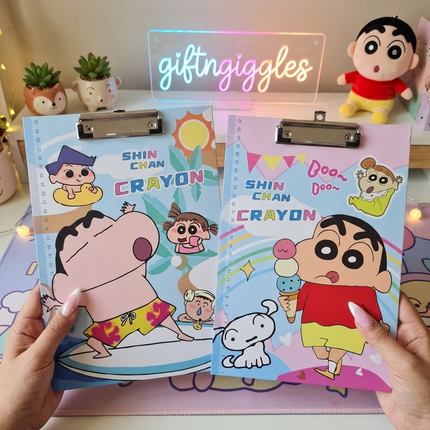 🖍️ Crayon Shinchan Cute Stationery Clipboard with Ruler Edge 📚
