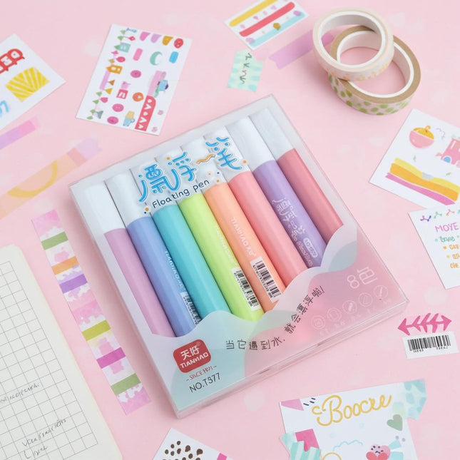 Floating Pen Set – 8 Colors | Magic Water Drawing & Creative Art Pens