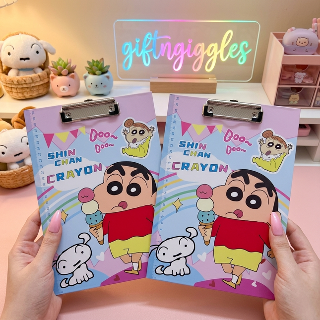 🖍️ Crayon Shinchan Cute Stationery Clipboard with Ruler Edge 📚