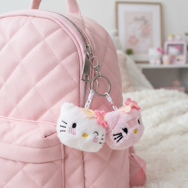 Adorable Hello Kitty Plush Face Keychain – Cute Sanrio Bag CharmAdorable Hello Kitty Plush Face Keychain – Cute Sanrio Bag Charm🎀💕