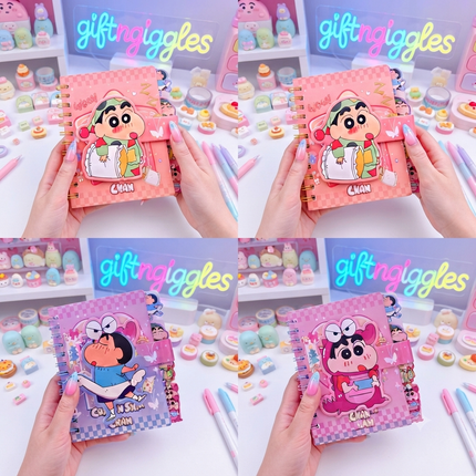 ✨ Crayon Shinchan Velcro Closure Spiral Diary / Cute Kawaii Notebook ✨