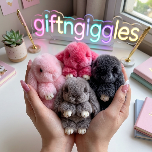 Fluffy Bunny Bag Charm