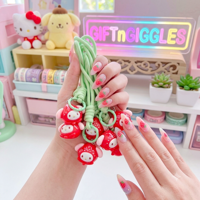 Kawaii Strawberry Sanrio My Melody Bag Charm & Keychain 🍓🎀