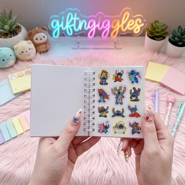 ✨ Stitch Pocket Water Filled Spiral Diary & Sticker Journal ✨