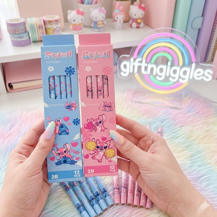 Stitch & Angel Kawaii 2B Pencil Set  🌸