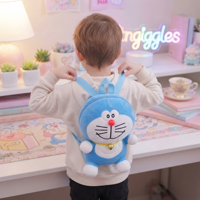 Cute & Cozy Doraemon Plush Backpack for Kids 🎒🌈 – Perfect Gift for Little Fans 🎁😊