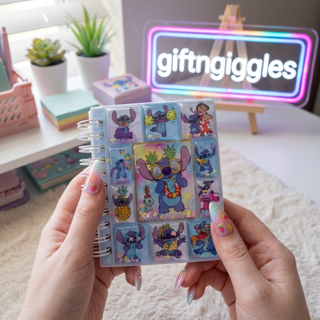 ✨ Stitch Pocket Water Filled Spiral Diary & Sticker Journal ✨