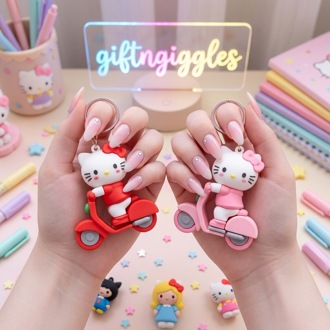 Hello Kitty on Scooter keychain/Bag Charm