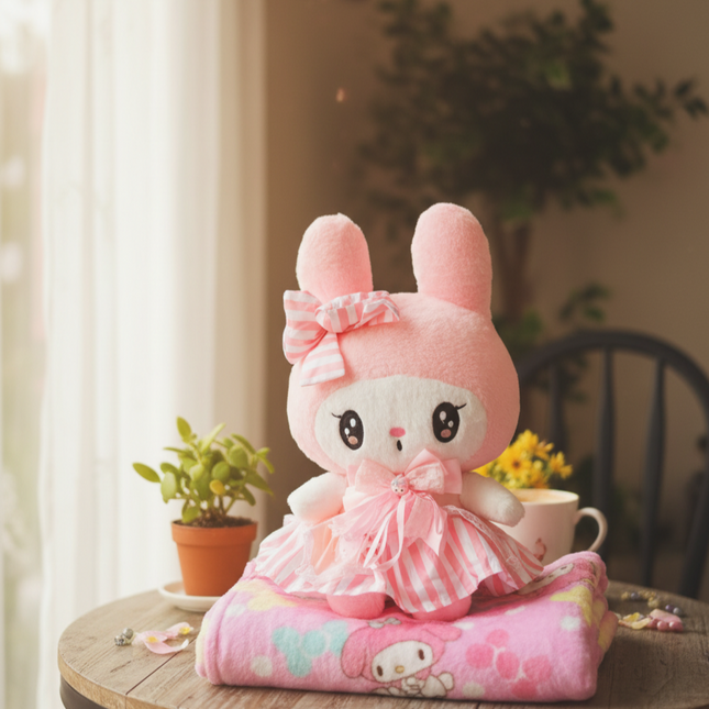 Big My melody plushy toy with blanket - soft &  furry