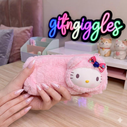 🌸 Hello Kitty &Stitch Plush Pencil Case & Cosmetic Pouch