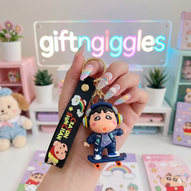 🛹 Get Ready to Roll with the Crayon Shinchan Skater Keychain! 🎧✨