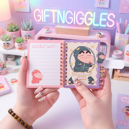 ✨ Crayon Shinchan Velcro Closure Spiral Diary / Cute Kawaii Notebook ✨
