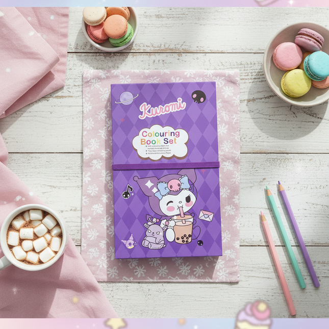 Kuromi Colouring Book cum scratch book set