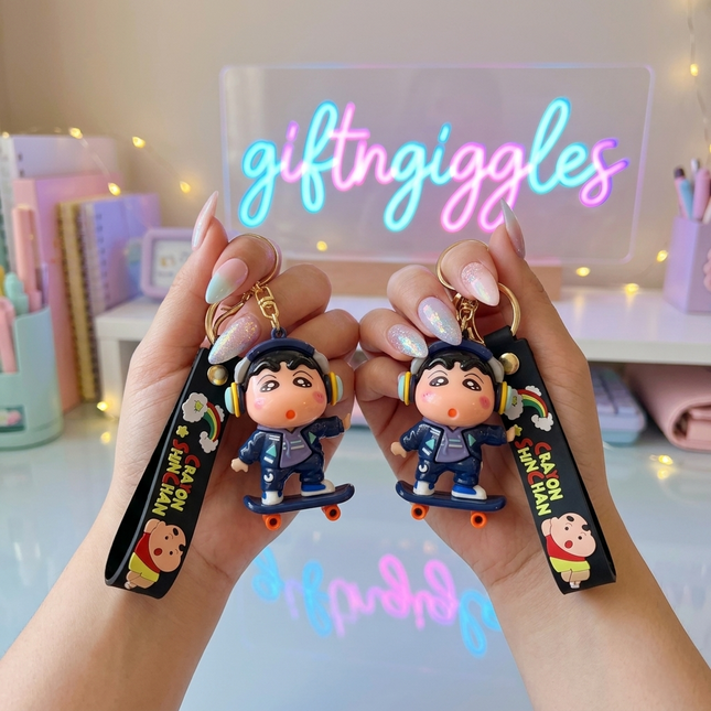 🛹 Get Ready to Roll with the Crayon Shinchan Skater Keychain! 🎧✨