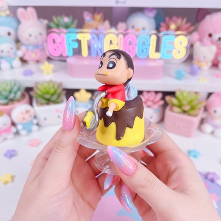 Adorable Shinchan Mini Food-Themed Figurines – Available Individually & Full Sets! 🍜🍰✨