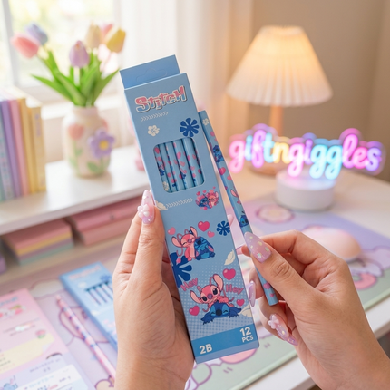 Stitch & Angel Kawaii 2B Pencil Set  🌸