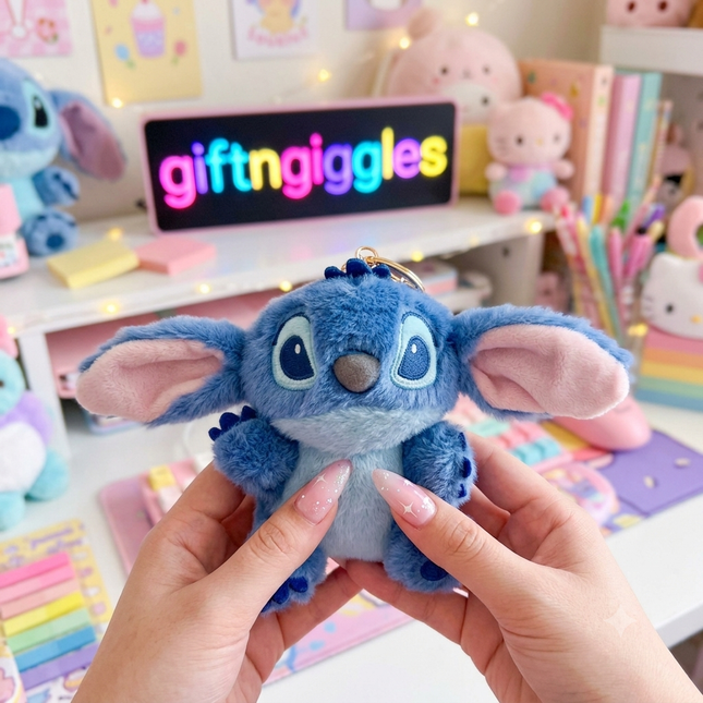 💙✨ Disney Stitch Plush Keychain & Bag Charm 🛸🎒 Fluffy Cute Aesthetic  🧸💖