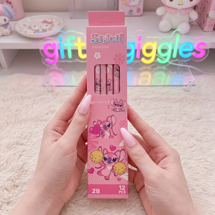 Stitch & Angel Kawaii 2B Pencil Set  🌸