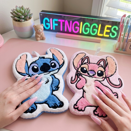 💙 Stitch & Angel Cute  Hand Towels Pink & Blue 🌸