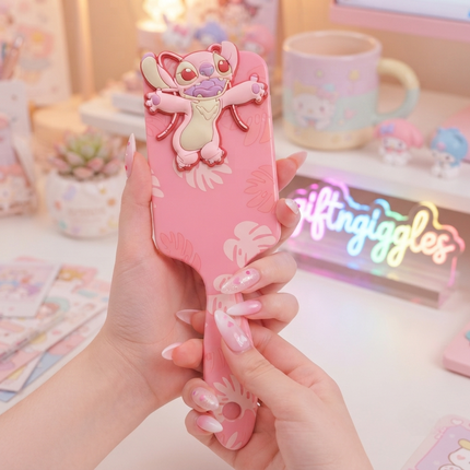 💕 Stitch-tastic Pink Aesthetic Hair Brush 🌴✨💖