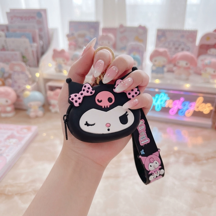Premium Kuromi Character Pouch – Aesthetic Keychain & Bag Accessory 🖤🎀🗝️