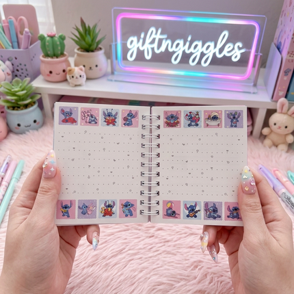 ✨ Stitch Pocket Water Filled Spiral Diary & Sticker Journal ✨
