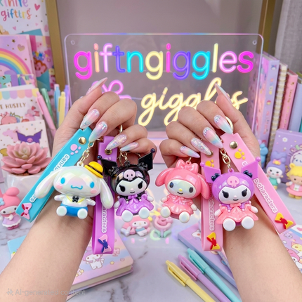 Kawaii Sanrio Character Keychains - Cinnamoroll, Kuromi, & My Melody Bag Charms 💖✨🌟