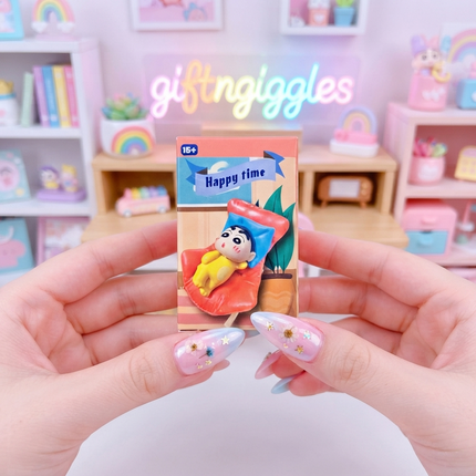✨👶 Crayon Shinchan Baby Nap Time Figurine on Rocking Chair - Cute Anime Collectible (Sold Individually) 🧸💤