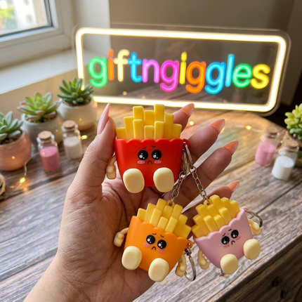 French Fries Keychain/Bag Charm with Light