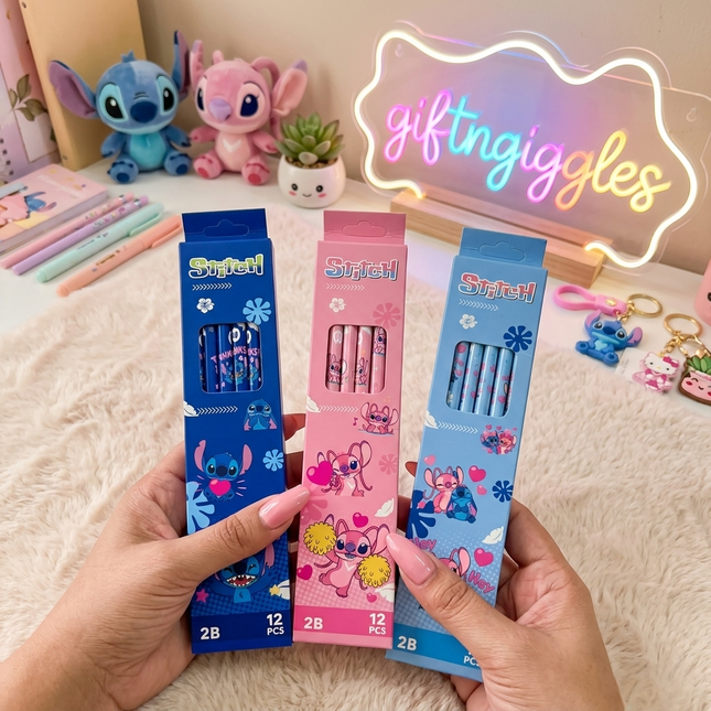 Stitch & Angel Kawaii 2B Pencil Set  🌸