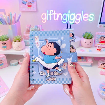 ✨ Crayon Shinchan Velcro Closure Spiral Diary / Cute Kawaii Notebook ✨