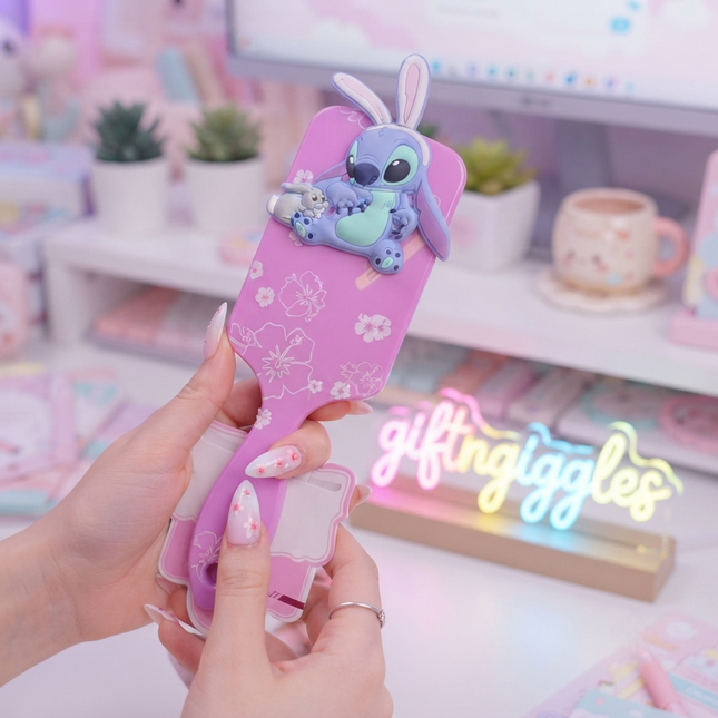✨ Stitch Floral Delight Hairbrush 🌸💙🐰