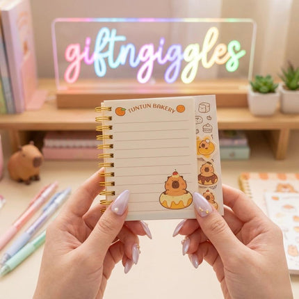 🌟 Kawaii Capybara Pocket Mini Diary – Tuntun Bakery Edition 🌟