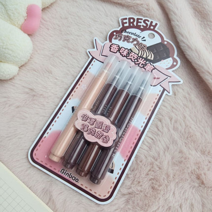Chocolate Scented Highlighters – Set of 4 Smooth & Sweet Markers 🍫✨