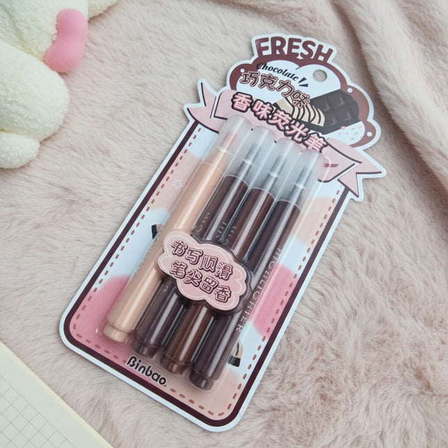 Chocolate Scented Highlighters – Set of 4 Smooth & Sweet Markers 🍫✨