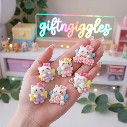 🎀 Hello Kitty 3D Flatback Resins Stick Ons - Kawaii Decoden Charms 🎀 (1Pair )